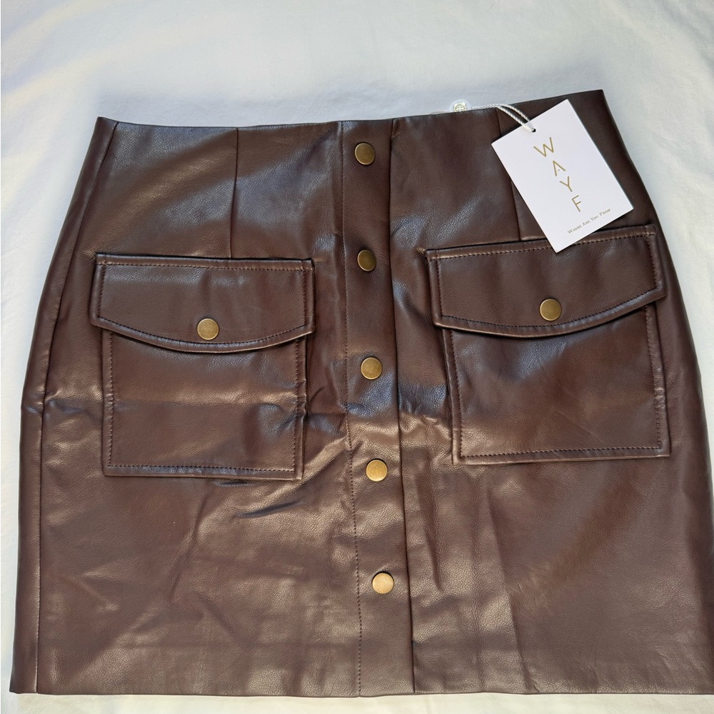 WAYF Chocolate Brown Mini Skirt